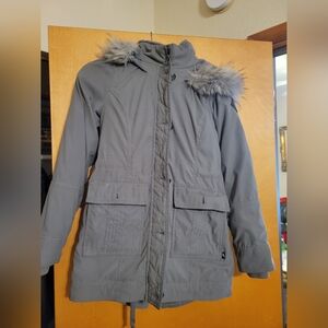 Grey faux fur Hollister winter coat